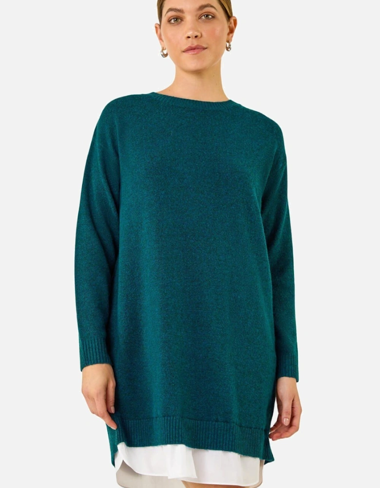 Mock Shirt Knitted Dress