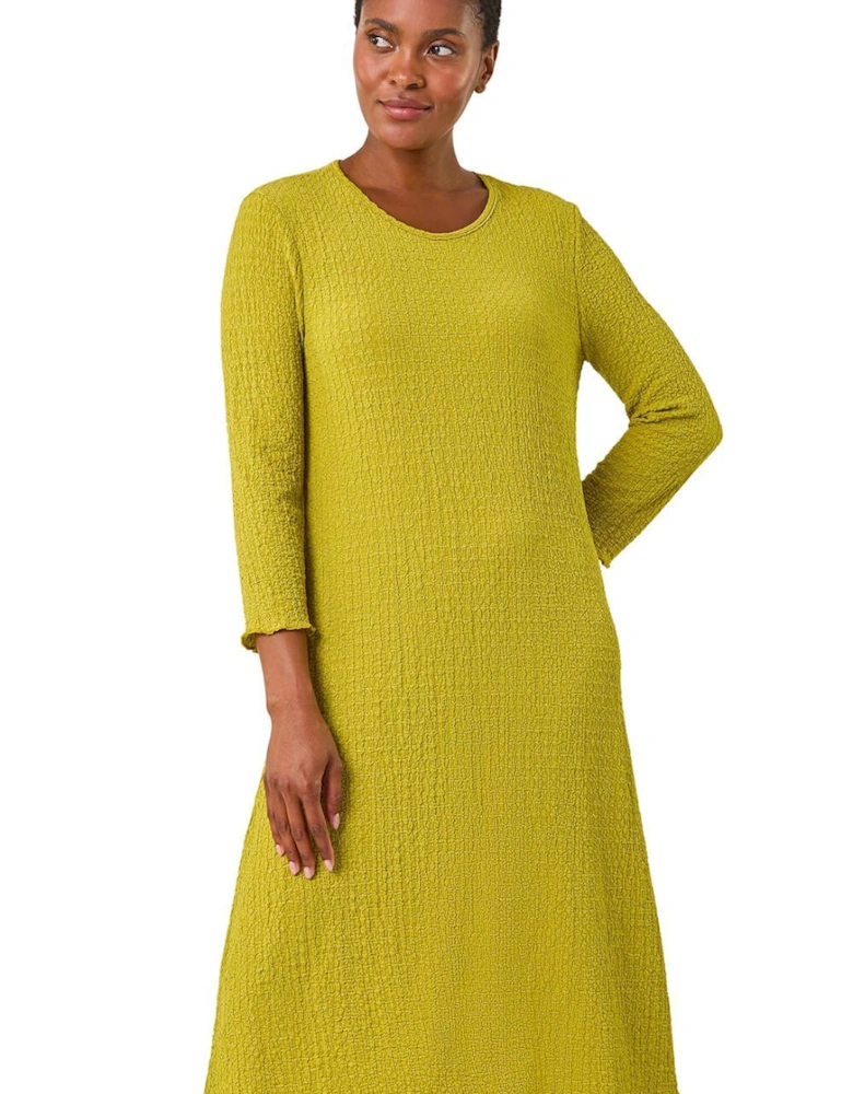 Textured A-Line Stretch Midi Dress