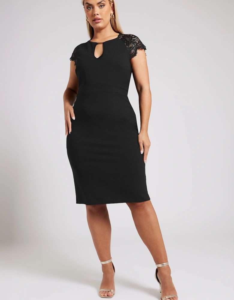 Lace Keyhole Midi Dress