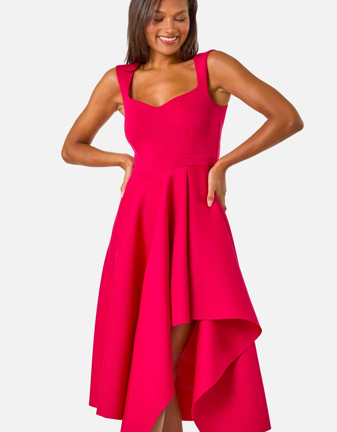 Asymmetric Flared Hem Midi Dress, 2 of 1