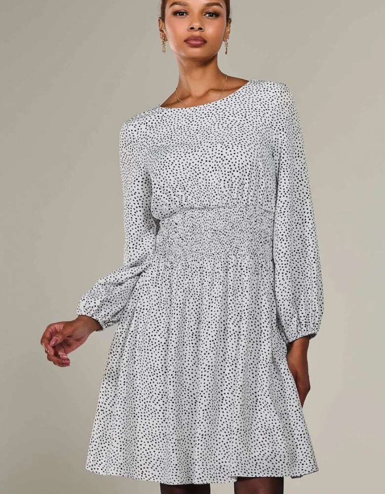 Long Sleeve Ruched Waist Midi Dress