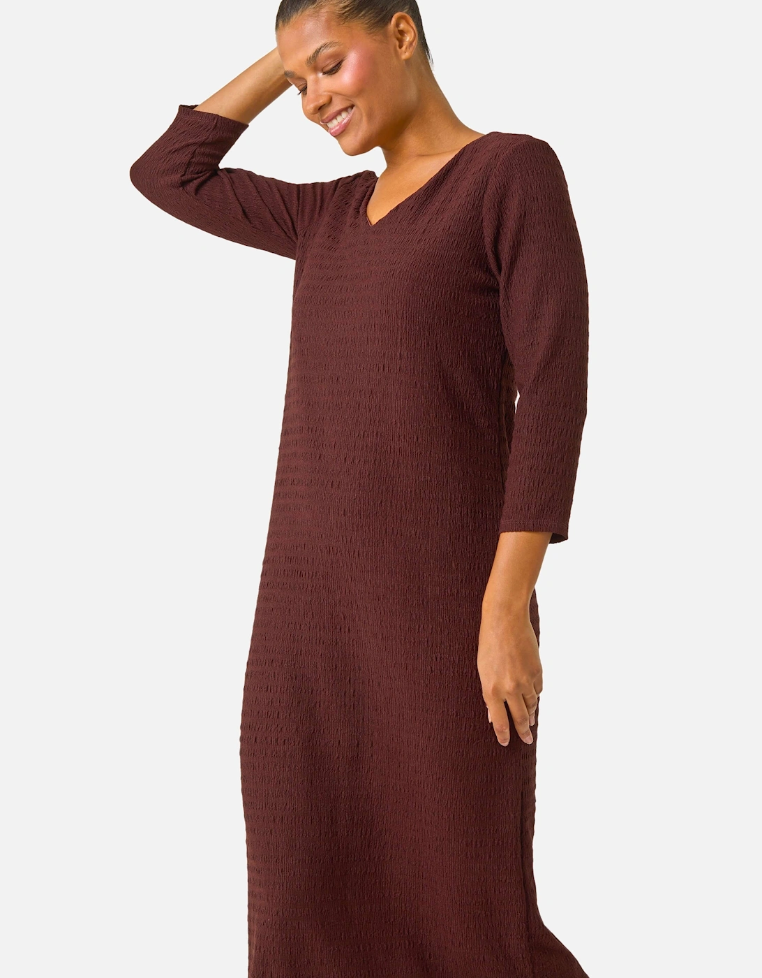 Textured V-Neck Stretch A-Line Dress, 2 of 1