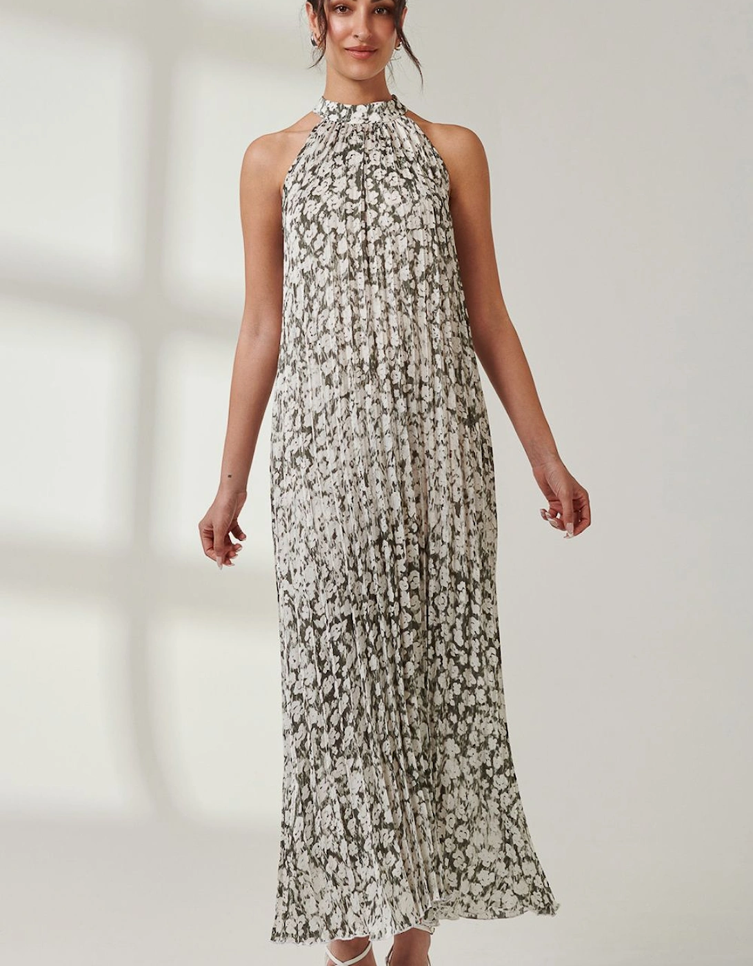 Abstract Halter Neck Pleated Maxi Dress, 2 of 1