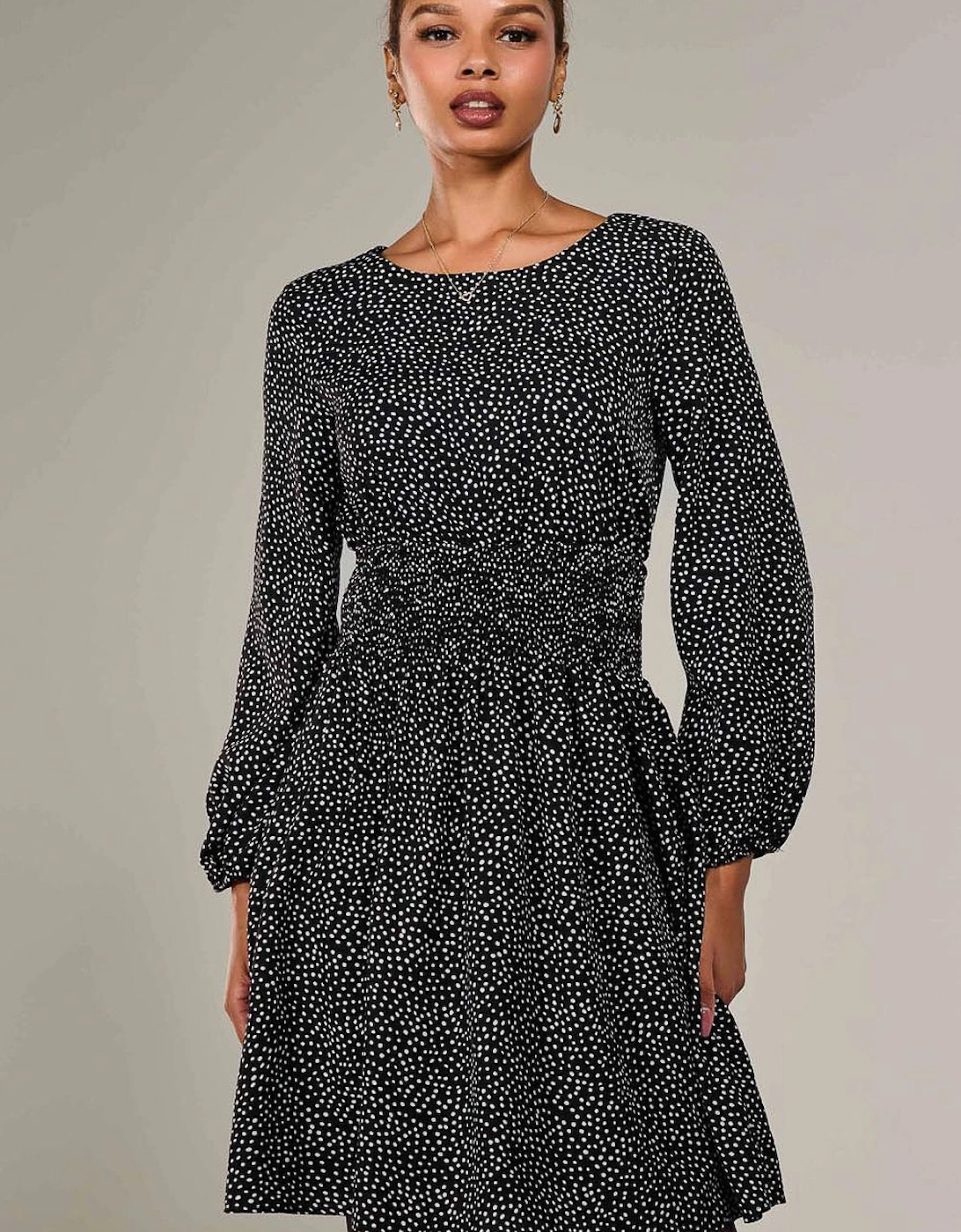 Long Sleeve Ruched Waist Midi Dress, 2 of 1
