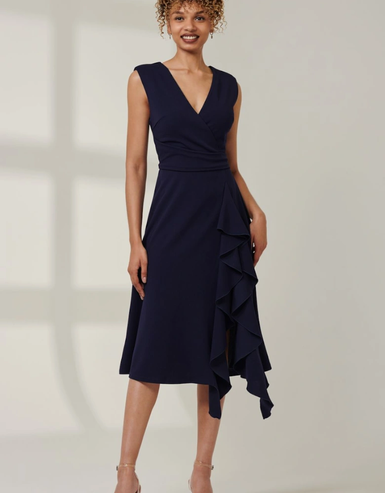 Qiana Ruffle Detail Midi Dress