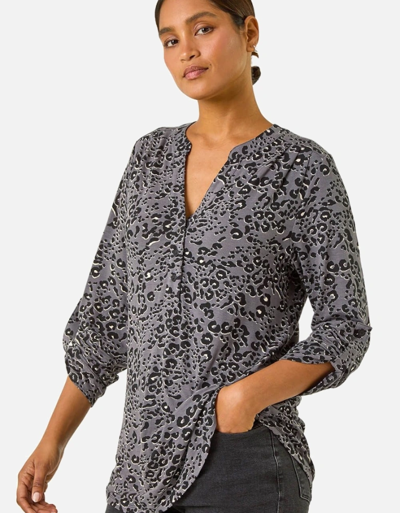 Animal Print Stretch Blouse