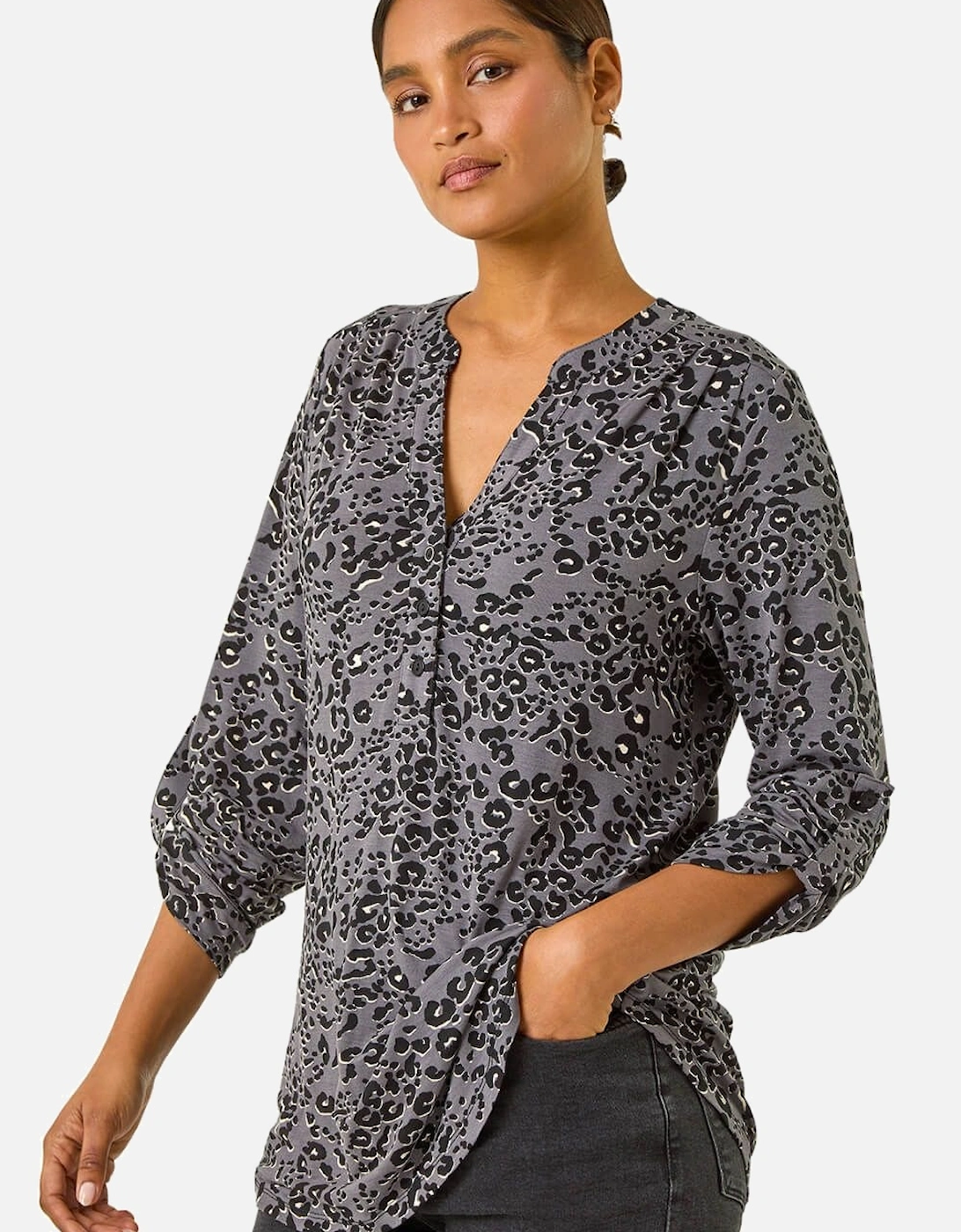 Animal Print Stretch Blouse, 2 of 1