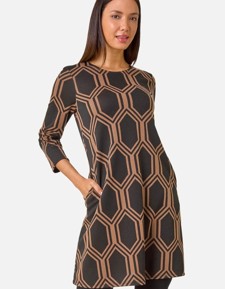 Geometric Jacquard Stretch Dress