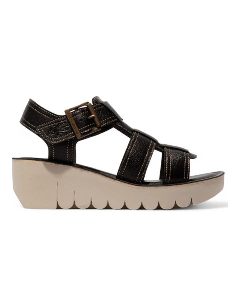YUDD236FLY Mousse Leather Sandals Espadrille Platform Wedges