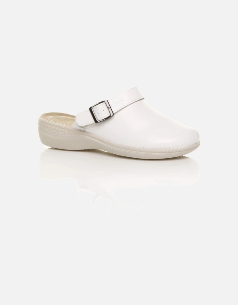 Low Wedge Heel Slingback Clogs Faux Leather Mules