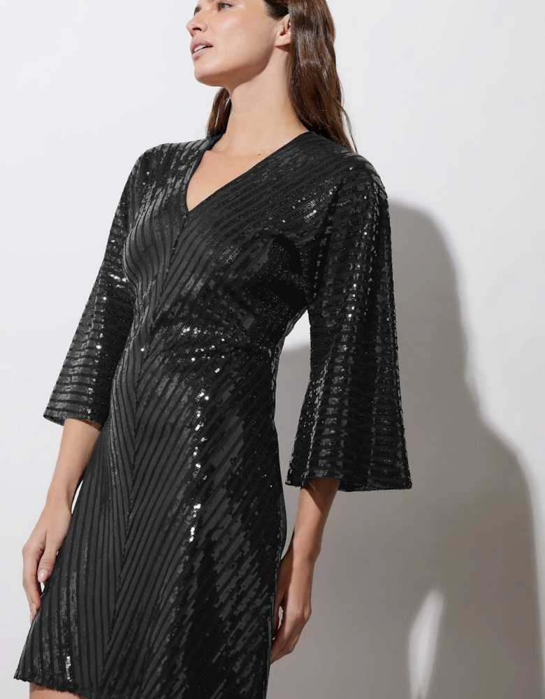 V Neck Sequin Dress