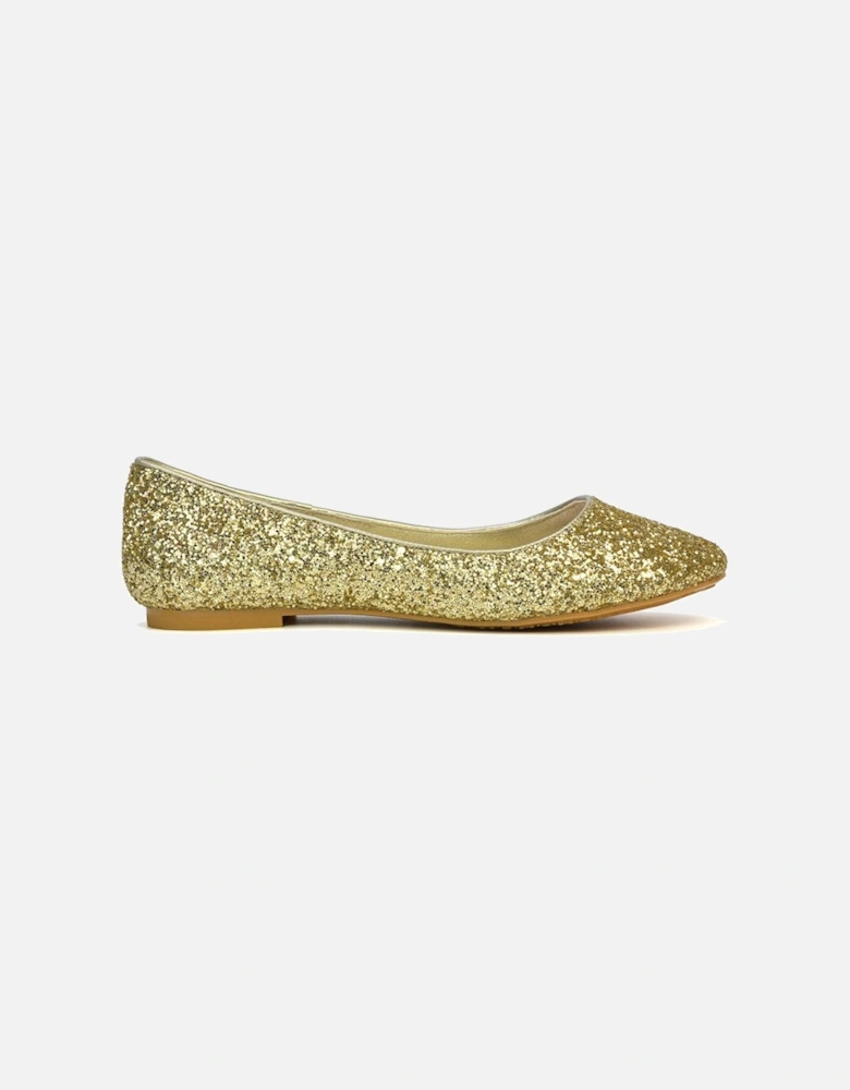 'Karissa' Flat Slip on Sparkly Glitter Ballerina Pumps