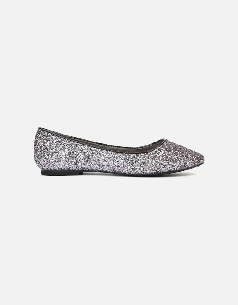 'Karissa' Flat Slip on Sparkly Glitter Ballerina Pumps