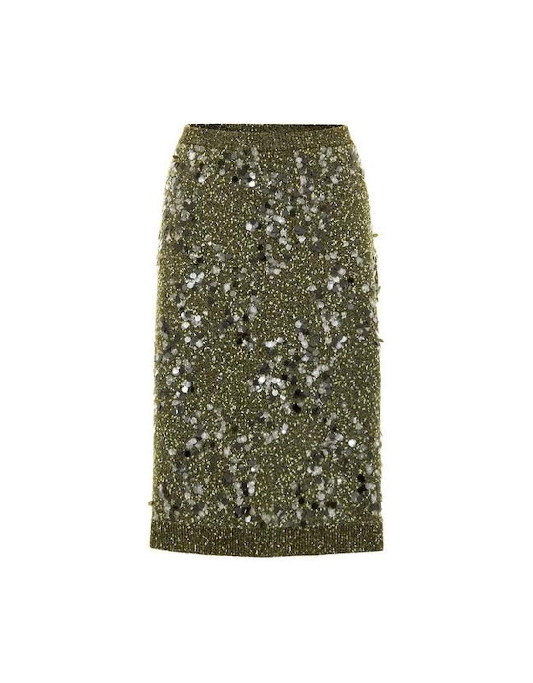 Sequined Knit Skirt with Elasticated Waistband - Green, 2 of 1