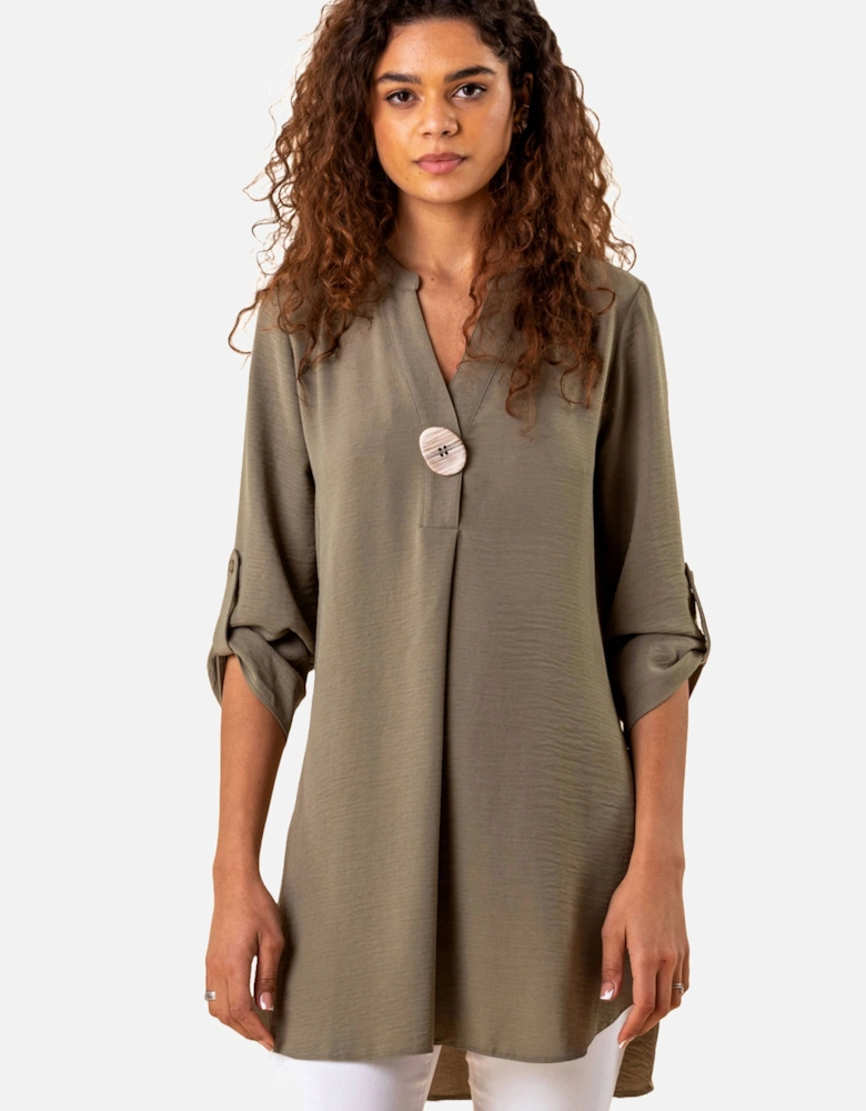 Longline Button Detail Tunic Top