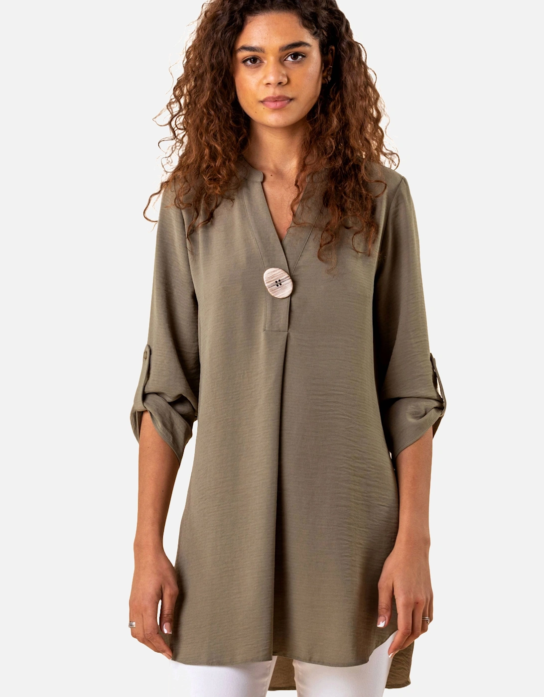 Longline Button Detail Tunic Top, 2 of 1