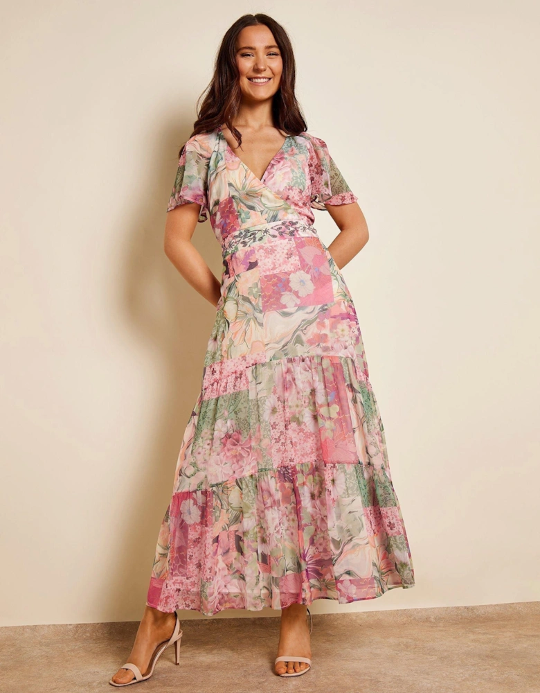 Gabbie Patchwork Printed Floral Maxi Dress