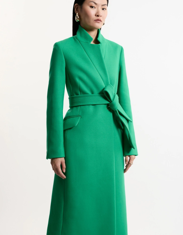 Tall Premium Italian Manteco Wool Investment Notch Neck Tailored Midi Coat