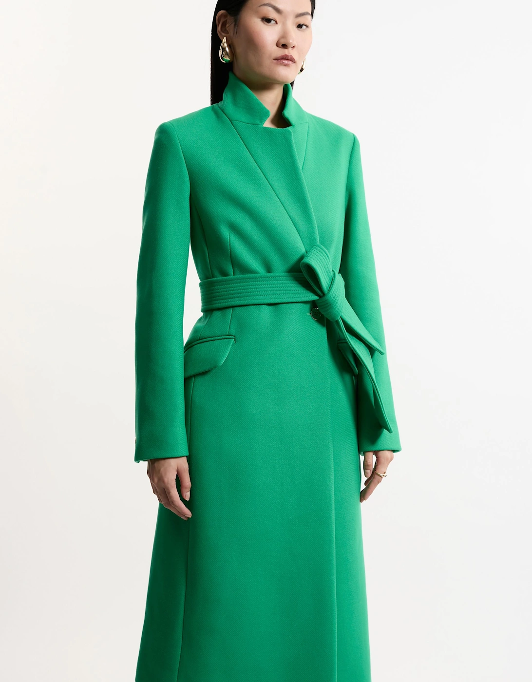Tall Premium Italian Manteco Wool Investment Notch Neck Tailored Midi Coat, 2 of 1