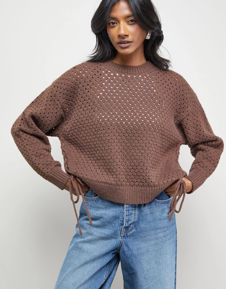 Open Stitch Tie Side Jumper