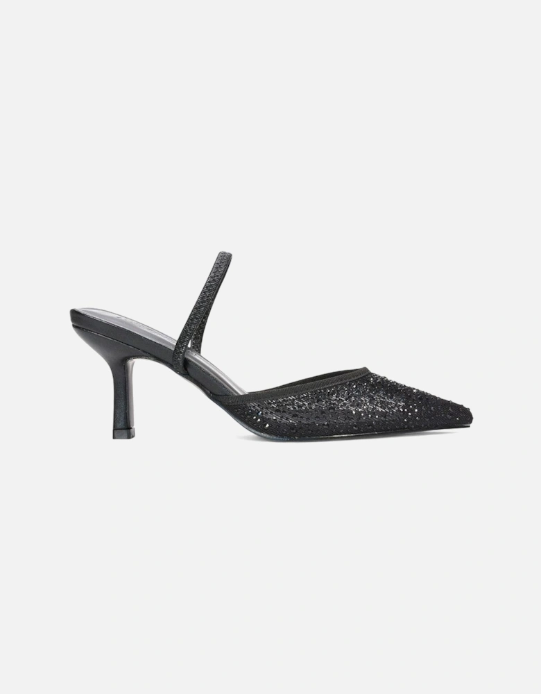 'Chase' Stiletto Heel Court Shoes With Mesh and  Rhinestones