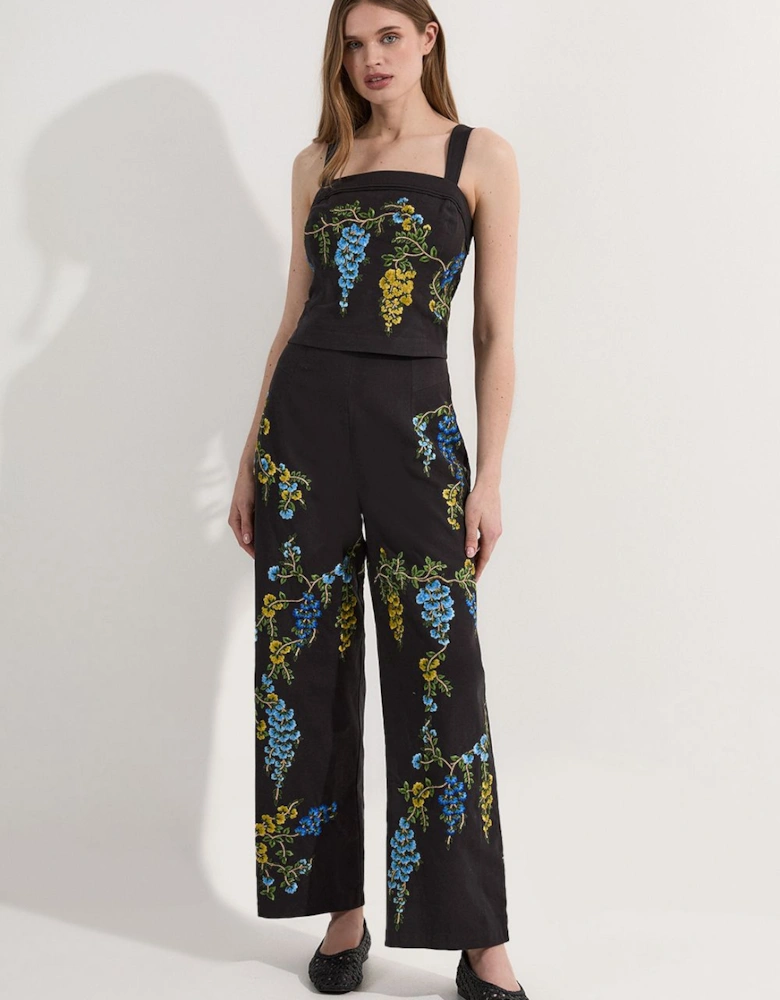 Tall Floral Embroidered Woven Trouser