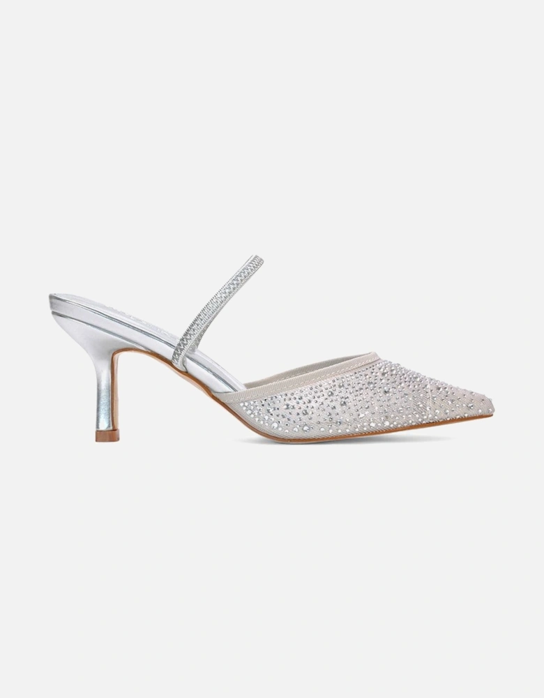 'Chase' Stiletto Heel Court Shoes With Mesh and  Rhinestones