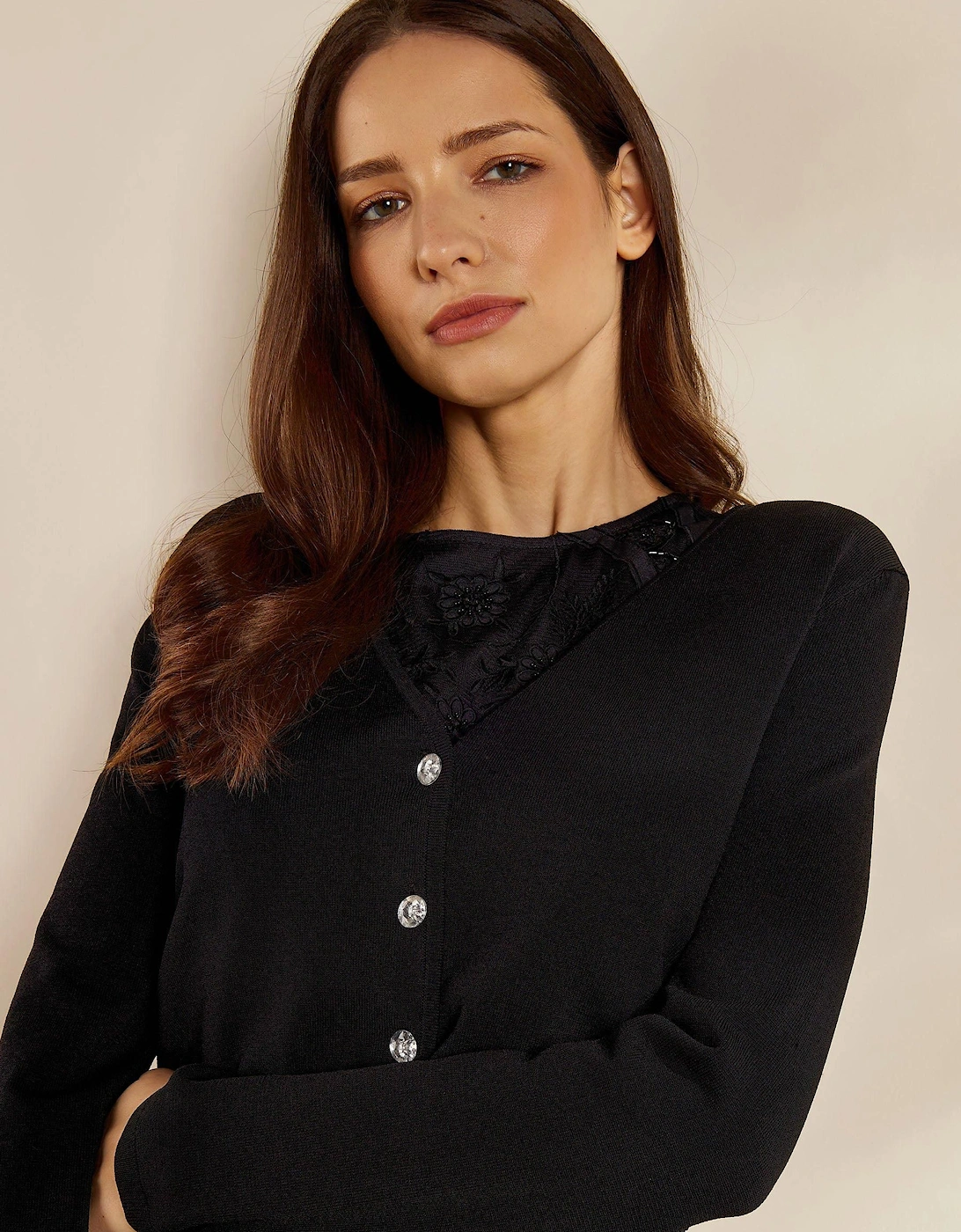 Jewel Cropped Knitted Cardigan, 2 of 1
