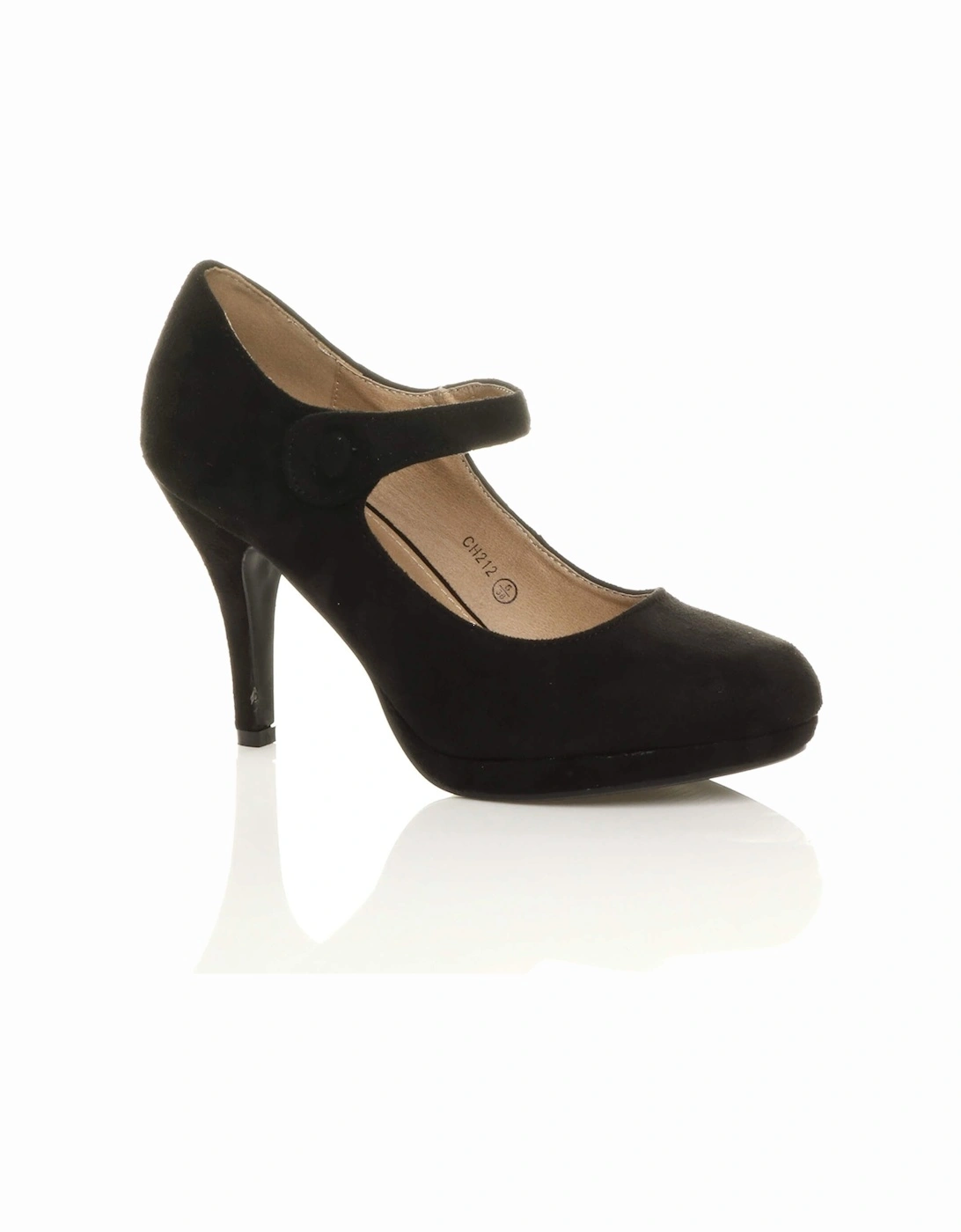 High Slim Heel Mary Jane Faux Suede Court Shoes, 2 of 1