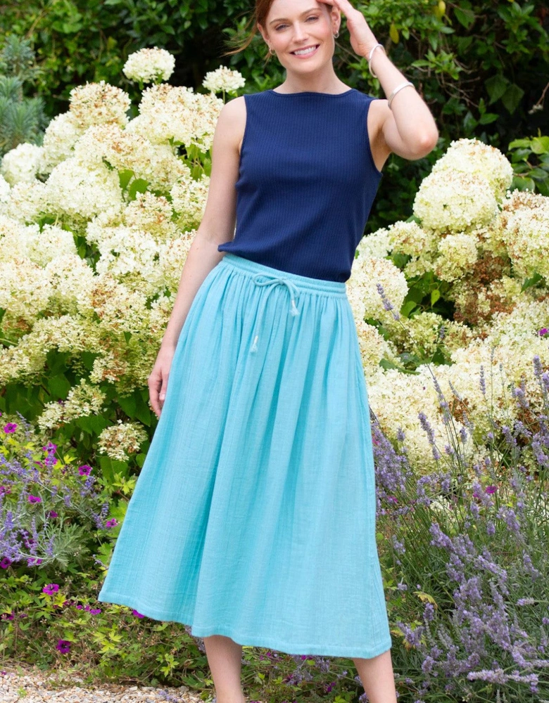 Mudeford Organic Cotton Muslin Skirt Lagoon
