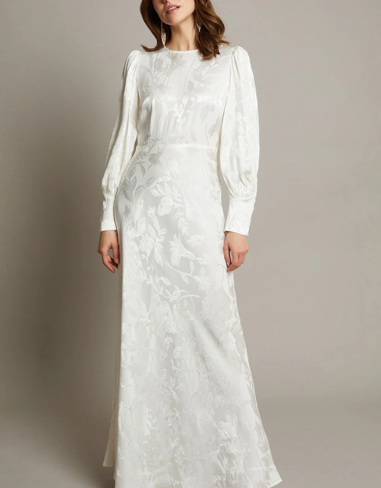 Grace Long Sleeve Satin Wedding Dress Ivory