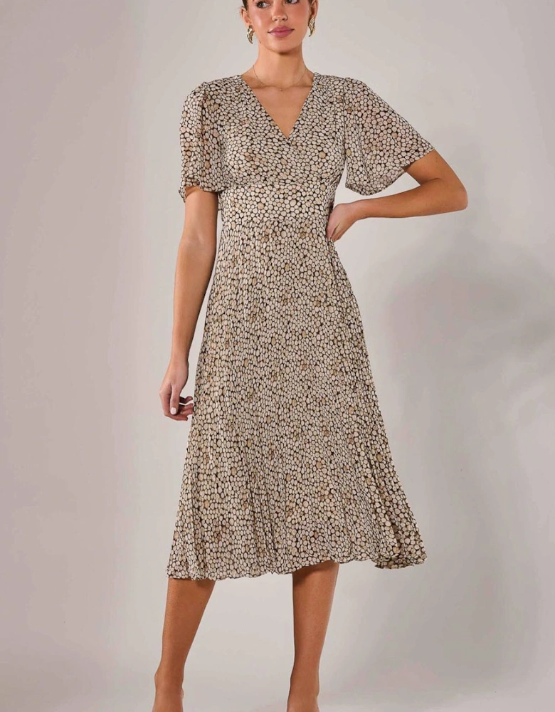 Chiffon Pleated Wrap Midaxi Dress