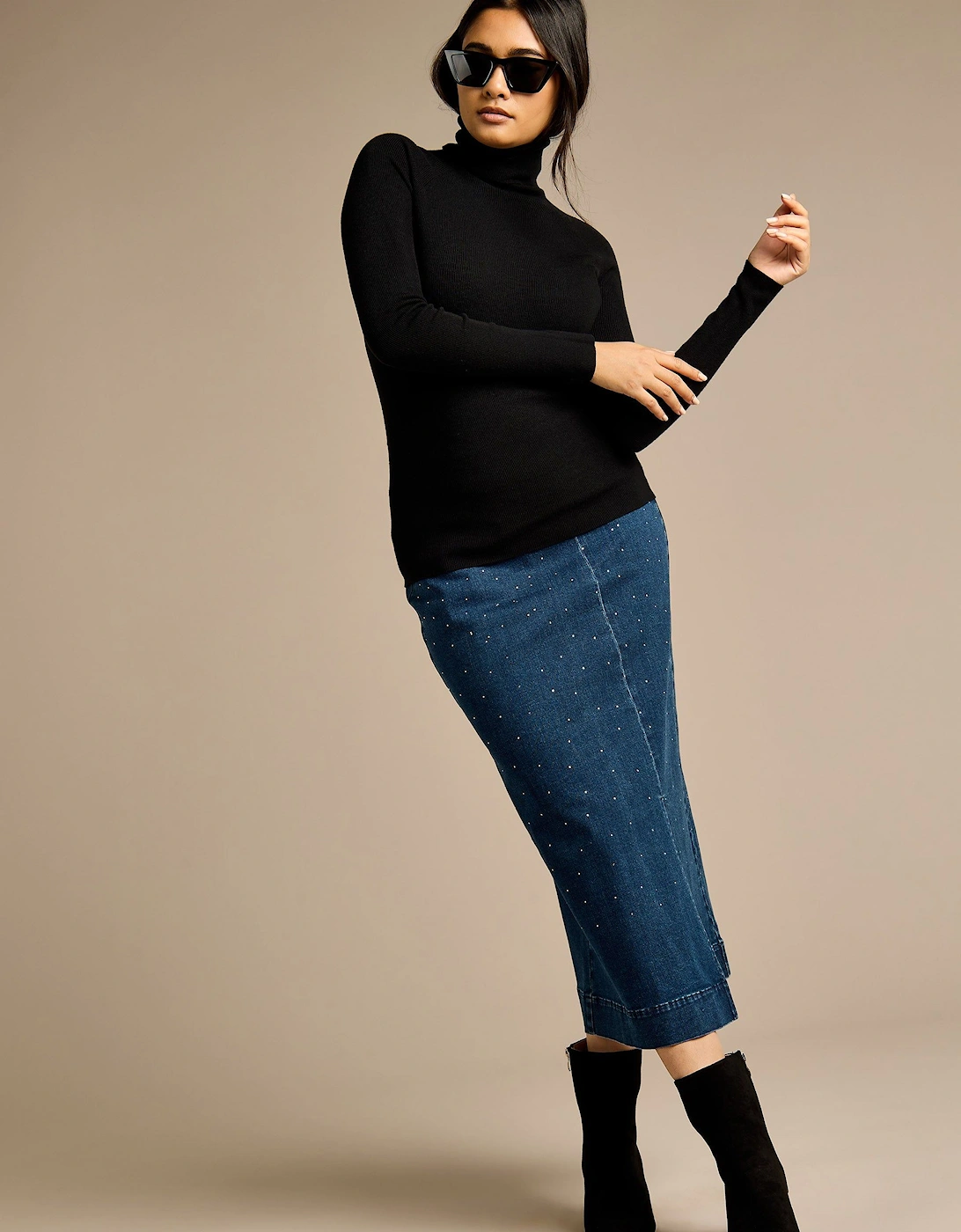 Crystal Indigo Denim Midi Skirt, 2 of 1