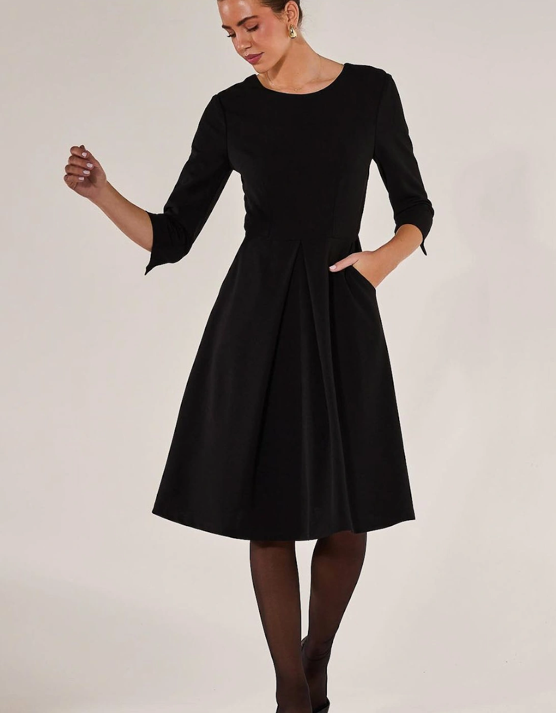 Round Neck 3/4 Sleeve Midi Dress, 2 of 1