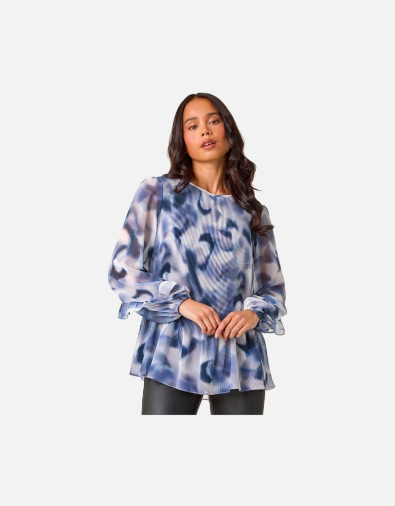 Petite Abstract Pleated Frill Top