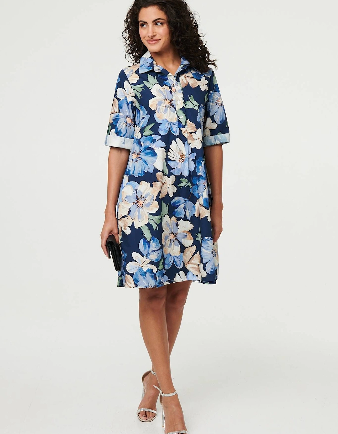 Floral Oversized Knee Length Shirt Dress, 2 of 1