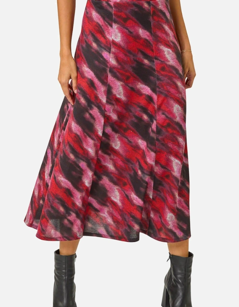 Abstract Print Midi Skirt