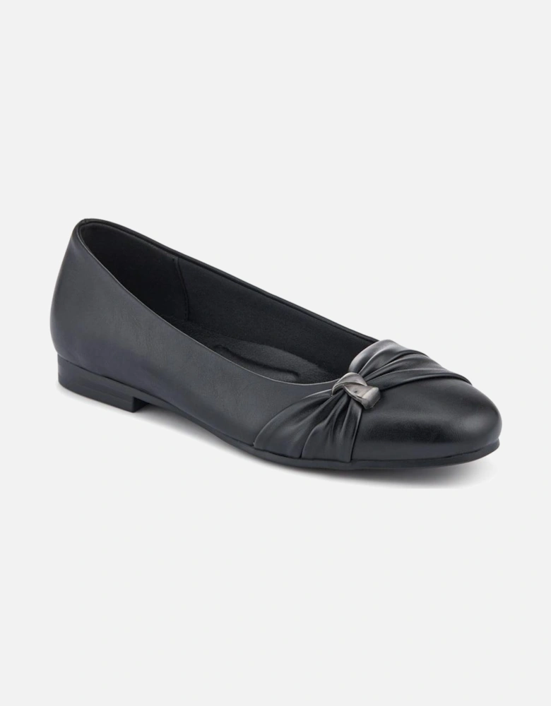 Bow-Detailed Heeled Ballet Pumps