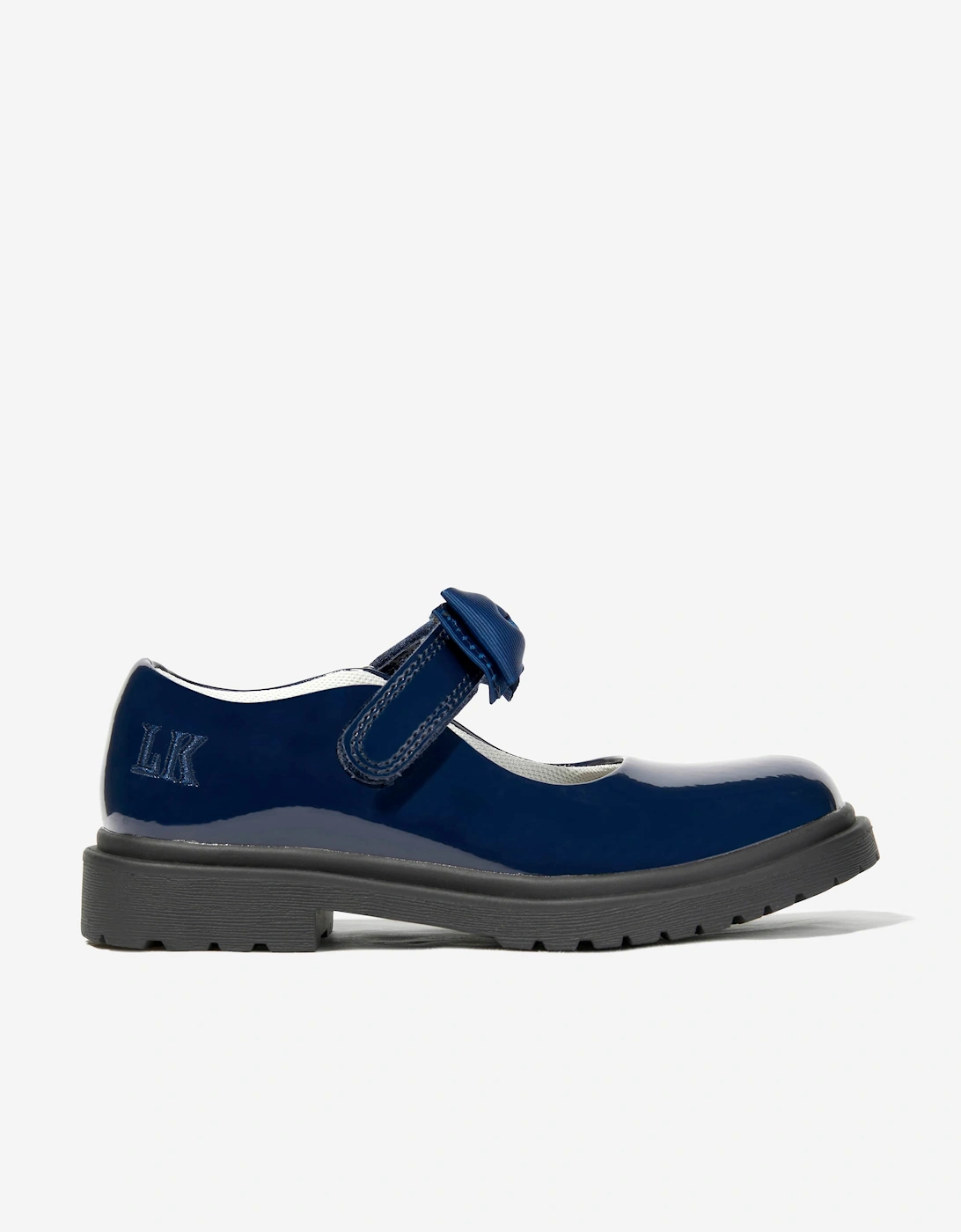 Girls Mia Bow Patent School Shoes in Navy, 5 of 4