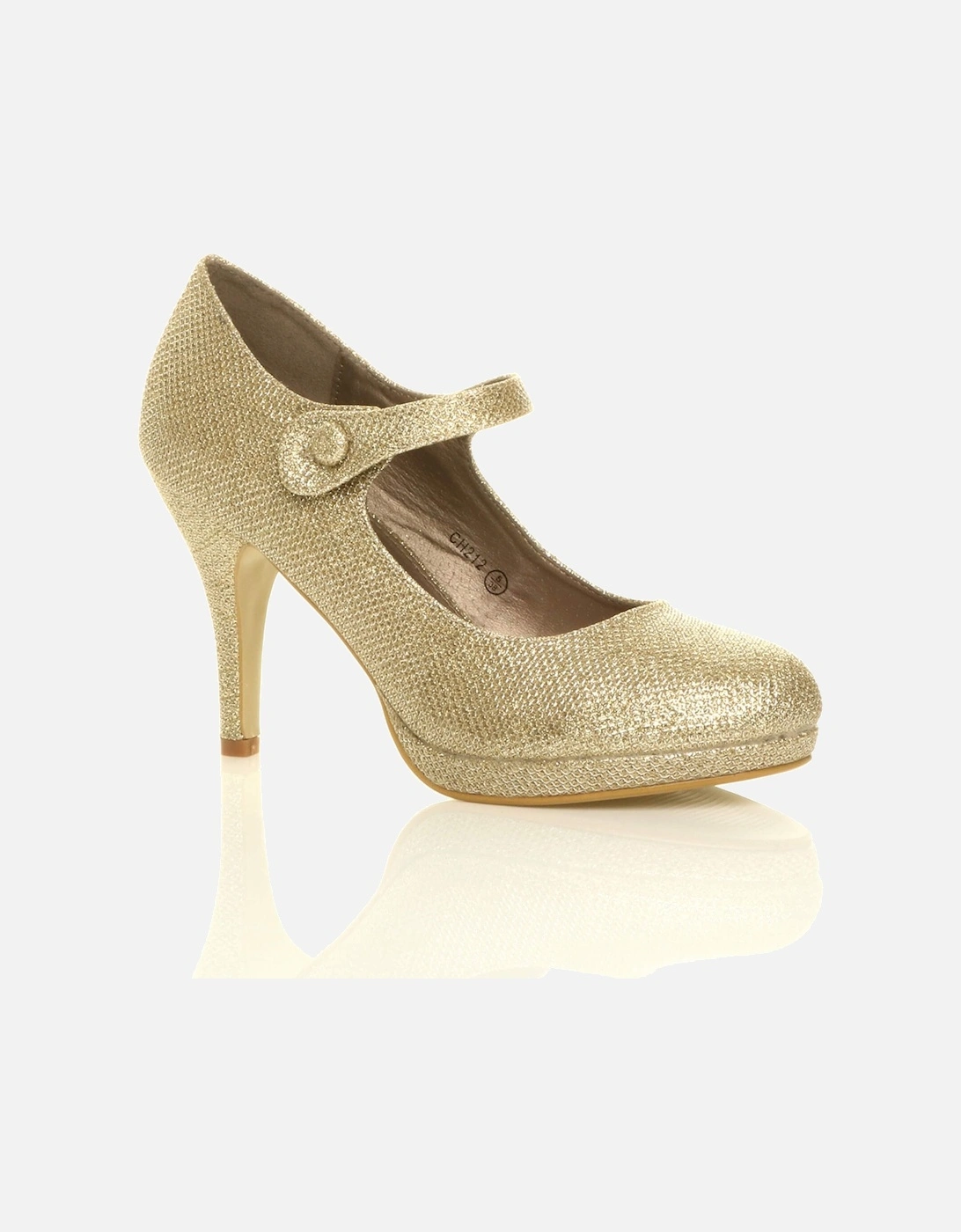 High Slim Heel Mary Jane Glitter Mesh Court Shoes, 2 of 1