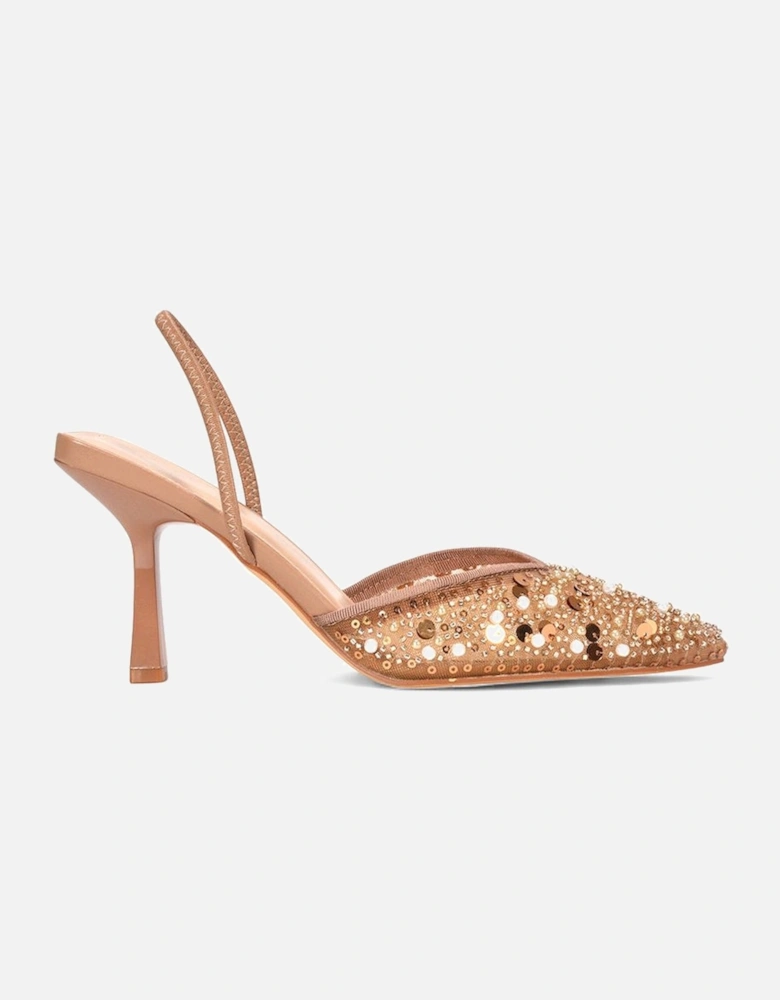 'Gaynor' Stiletto Heel Slingback Sequin Court Shoes