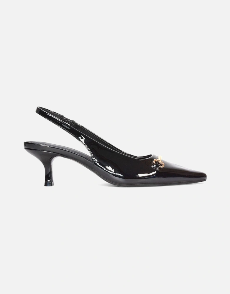'Jane' Pointed Toe Slingback Mid Kitten Heels with Buckle