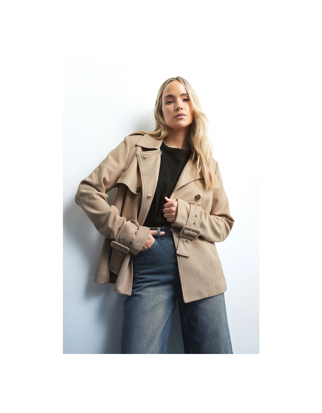 Tall Faux Suede Trench Coat, 2 of 1