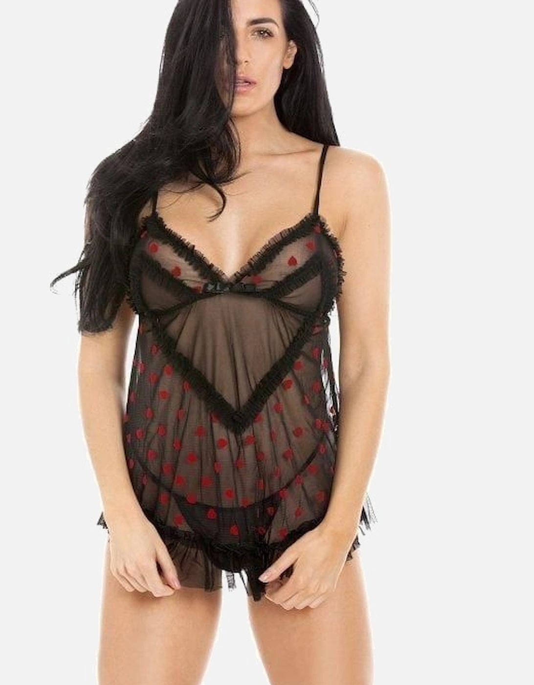 Seductive Mesh Babydoll With Hearts, 2 of 1