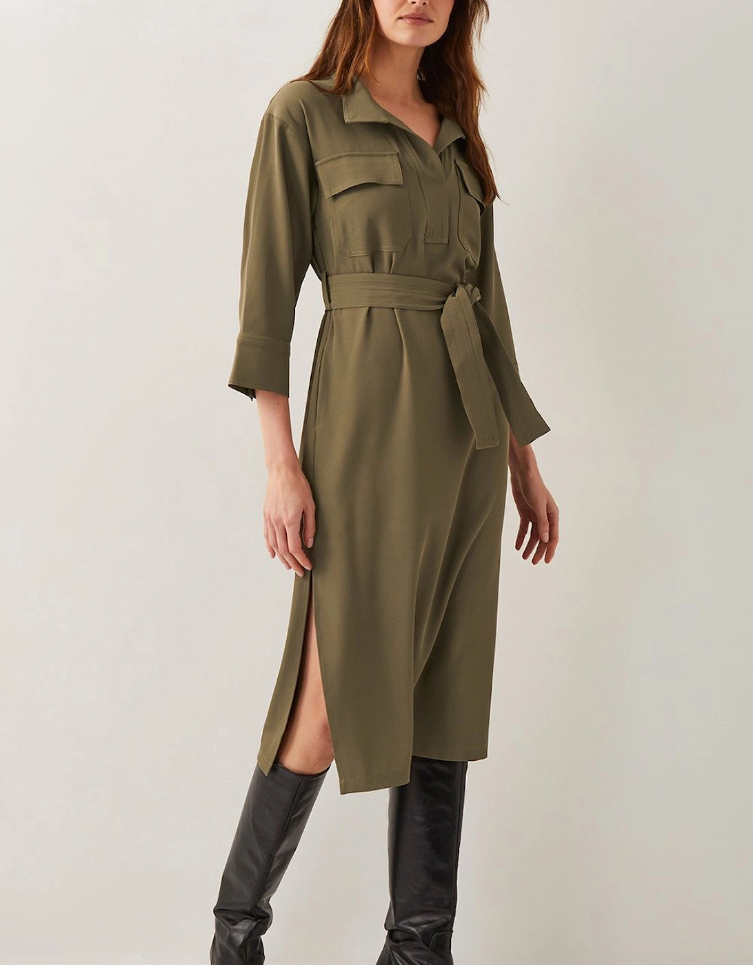 Grace Cargo Midi Shirt Dress Green, 2 of 1