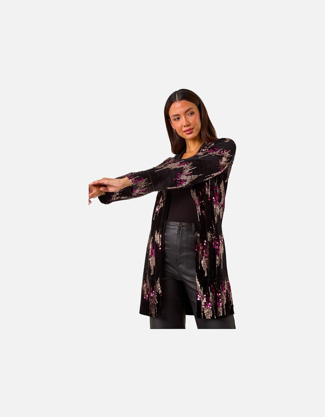 Sequin Velvet Longline Jacket, 2 of 1