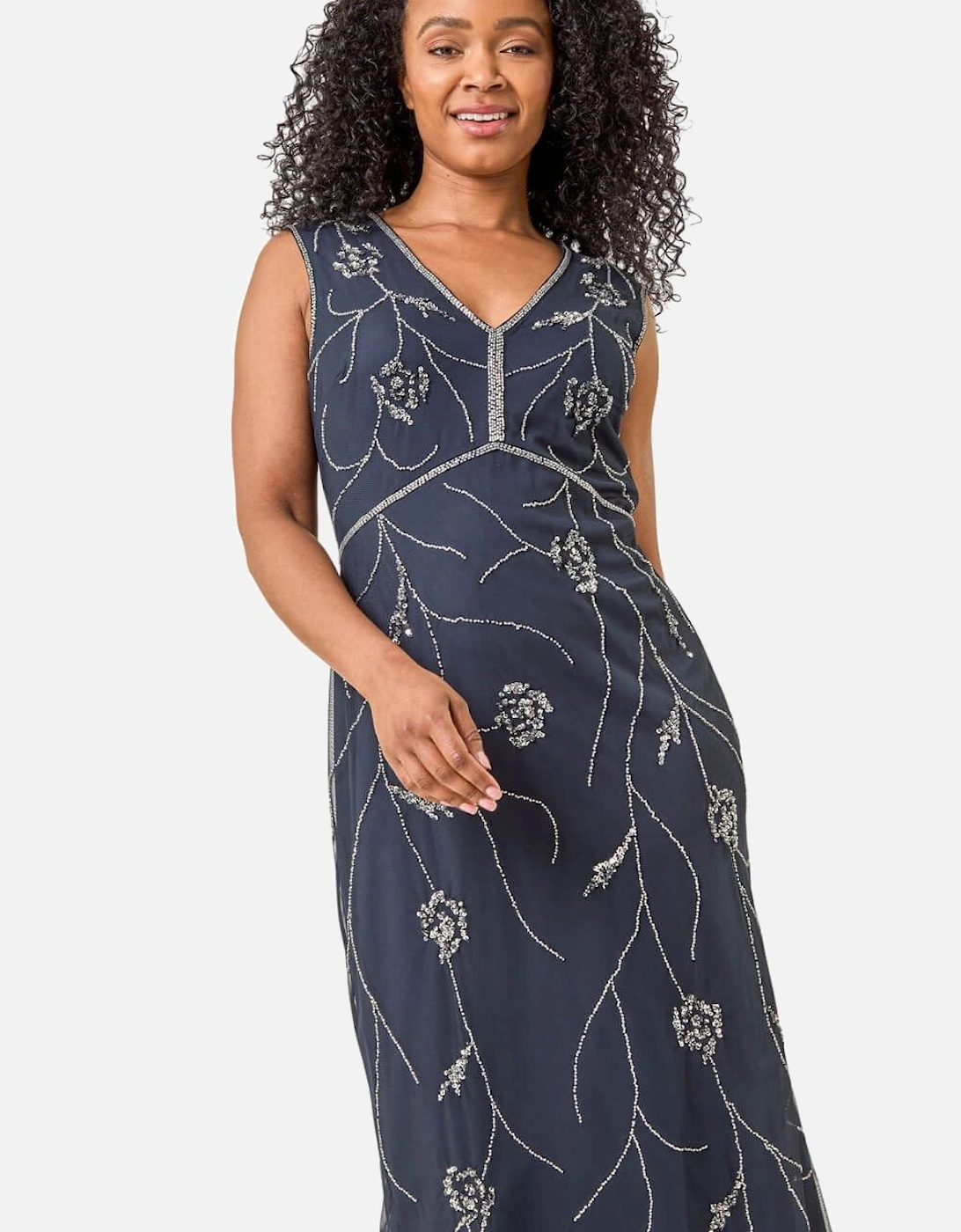 Petite Embellished V-Neck Midi Dress, 2 of 1