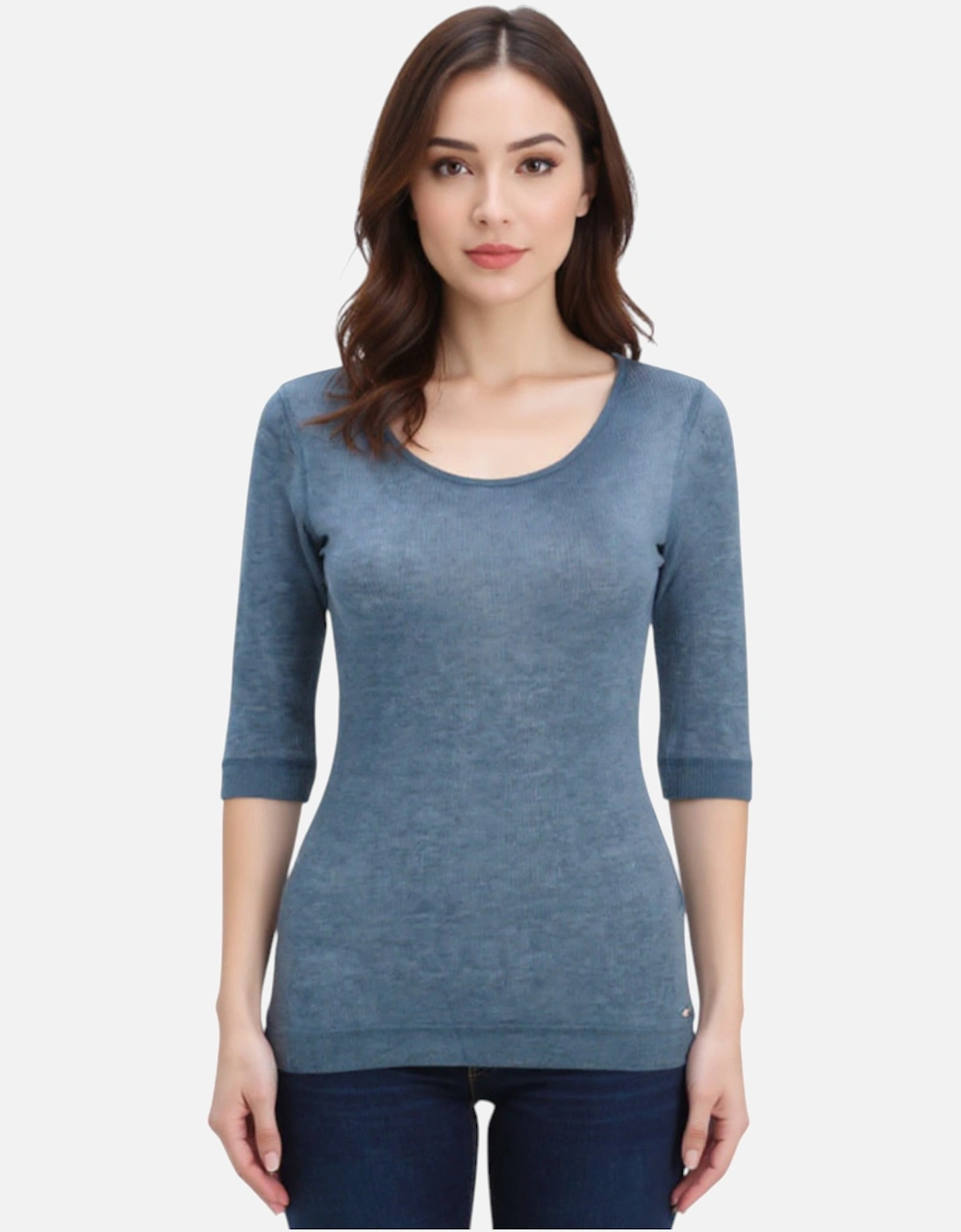 Diesel Women's DIESEL T-SALUT 0QAMA Womens Tops 3/4 Sleeve Regular Fit Casual Ladies Summer Tee - Grey