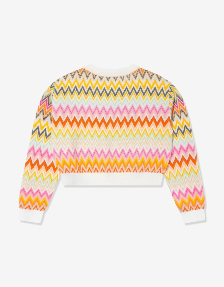 Girls Wool Zigzag Jumper in Multicolour