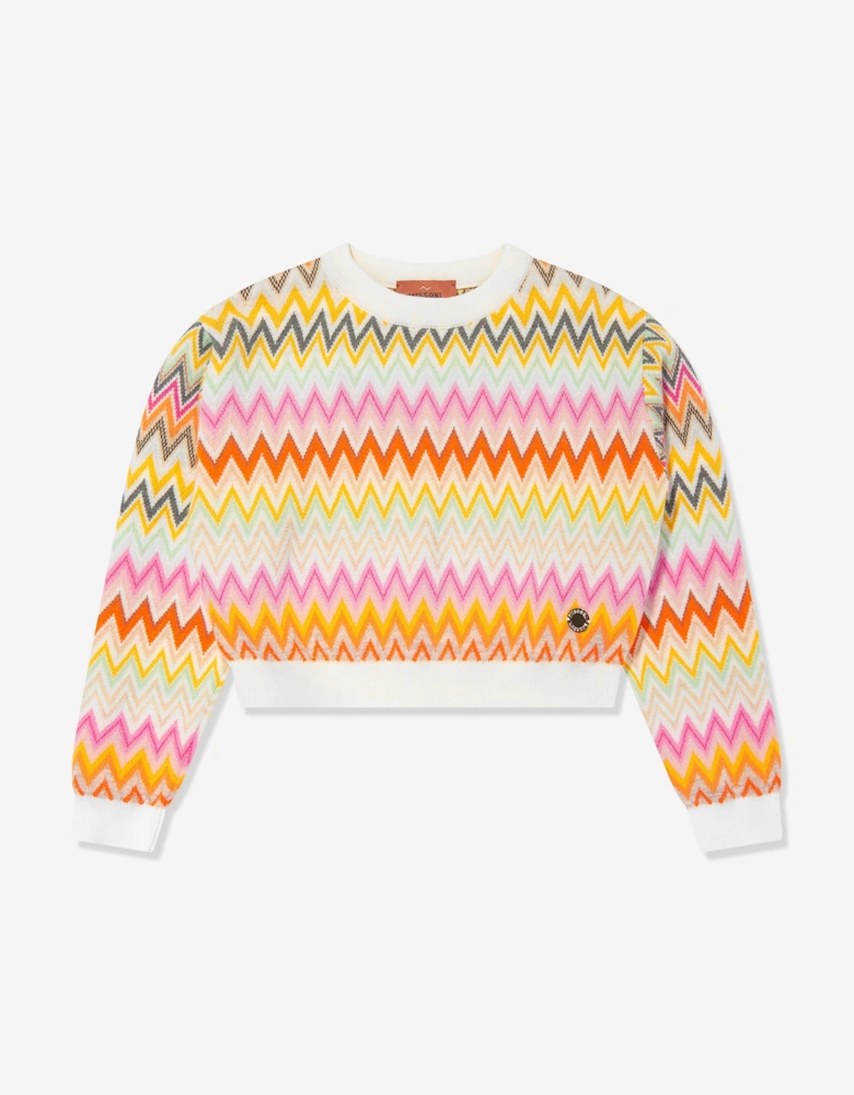 Girls Wool Zigzag Jumper in Multicolour